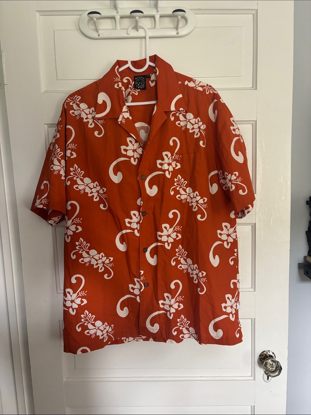 Men's Orange Floral Short-Sleeve Hawaiian Shirt